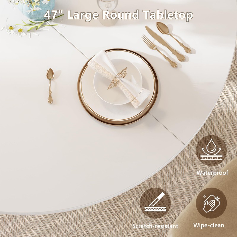 Einhomn Round Dining Table for 4-6, Kitchen Table with Sturdy