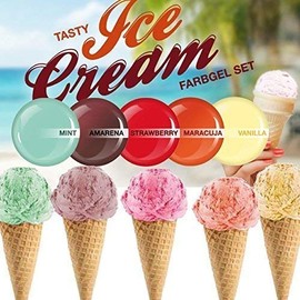 EuBeCos Tasty Ice Cream Colour Gel Set 5 x 5 ml in Studio Quality Made in Germany Self-Smoothing in a value set