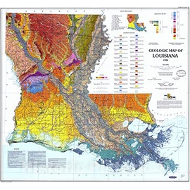 Historic Pictoric Map : Geologic map of Louisiana, 1984 Cartography Wall Art : 16in x 16in