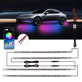 LAVERSTRA LED Underlight, Tape Light, Car RGB, High Brightness, Waterproof Level, IP67, Under-Neon, LED Tape, Ambient Light, Music Connection, 12 V, Music Sync, 210 Different Lighting Patterns, 16