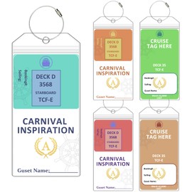 Transparent First Letter Hot Stamping Process Cruise Luggage Tag Suitable for Luggage, Compatible with All Cruise Lines, Zipper Seal Belt Steel Ring, Reusable Cruise (5 Pieces per Pack) (A, Wide)