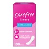 Carefree Panty Liners for Women, Extra Long, Unwrapped, Unscented, 100ct
