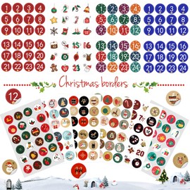 Advent Calendar Sticker Set, 10 x 24 Advent Calendar Numbers Stickers, Advent Calendar Number Labels, Number Stickers for Christmas Crafts and Decorating