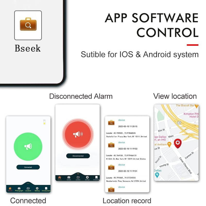 Bluetooth Wallet Tracker, Anti-Lost GPS Position Record Bifold Cowhide Leather