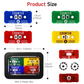 SIXPOINTS 1 Set of 4 Portable Character Role-Playing and Card Game Life Counters, Suitable for Dragon & Dungeon DND and MTG, TCG, Cards Gaming Accessories (4Pcs Color Mixed-B)