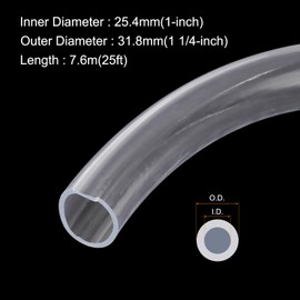 Rebower 1" x 1 1/4" Clear Plastic PVC Tubing 25ft Flexible Vinyl Tube, [for Garden Irrigation, Water Hose, Fish Tank, Aquarium] - 25.4mm x 31.8mm / with 2Pcs Clamps