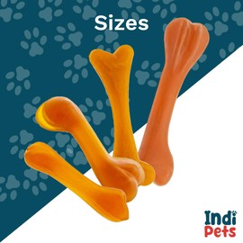 INDIPETS Bone Fetch & Chew Toy for Small Dogs: Durable, Safe, Plant-Derived Toy Made with 100% Natural Rubber | Small, Natural (PN: 60006)