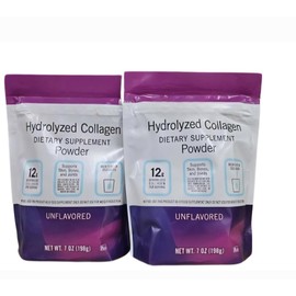 Hydrolyzed Collagen Unflavored Powder 7oz 198g (Two Bags)