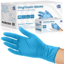 SAFEWAY Nitrile-Vinyl Blended Disposable Gloves, 1000, Powder-Free & Non-Latex, Protective Gloves for Medical Exams & Cooking, Blue, Medium