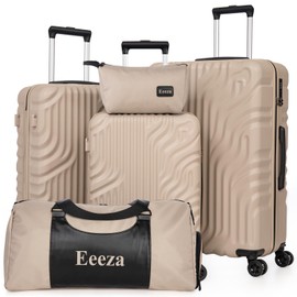 Eeeza Luggage Sets Suitcase Sets 5 Piece Luggage Sets Suitcase with ABS Hard Shell Lightweight TSA Lock and Double Rotatable Detachable Wheels(Gray,20"/24"/28"/DB/TB)