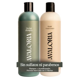 Shampoo y Acondicionador Herbal Sin Sulfatos, Parabenos ni Sales  para Brillo y Anticaída  Extracto 100 Natural con 10 Hierbas  Hidratación, Brillo y 