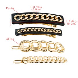 4 Pcs Set Metal Alloy Chain Shape Hair Barrettes Fashion Resin Spring Clip Hair Clips Hair Pins Women Headwear Hair Accessories