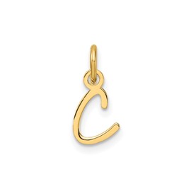 Jewelry Affairs 14K Yellow Gold Script Alphabet Initial Letter Charm Pendant, 14mm (Letter C)
