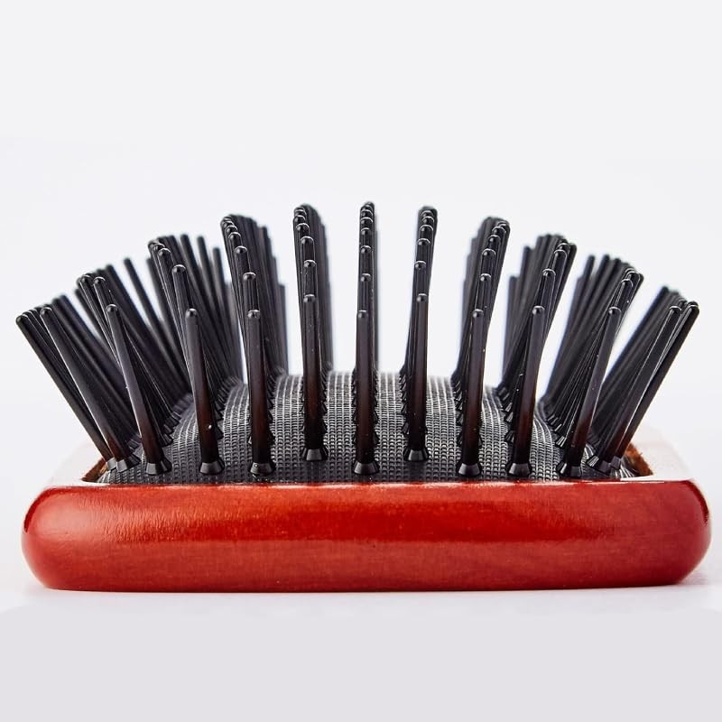IMAXWAVE 8.5" Wooden Hair Brush with Round Plastic Spikes, Anti-Pull,