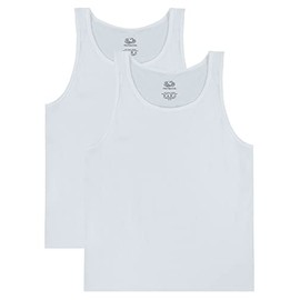 Fruit of the Loom Men's Eversoft Cotton Sleeveless T Shirts, Breathable & Moisture Wicking with Odor Control, Sizes S-4x, Tank-2 Pack-White Ice