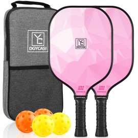 YC DGYCASI YC DGYCASI Pickleball Paddles Set of 2, 2025 USAPA Approved Fiberglass Pickleball Set, Lightweight Pickle Ball Rackets 2 Pack, 2 Outdoor Pickleball Balls, 2 Indoor Balls, 1 Bag, Pink