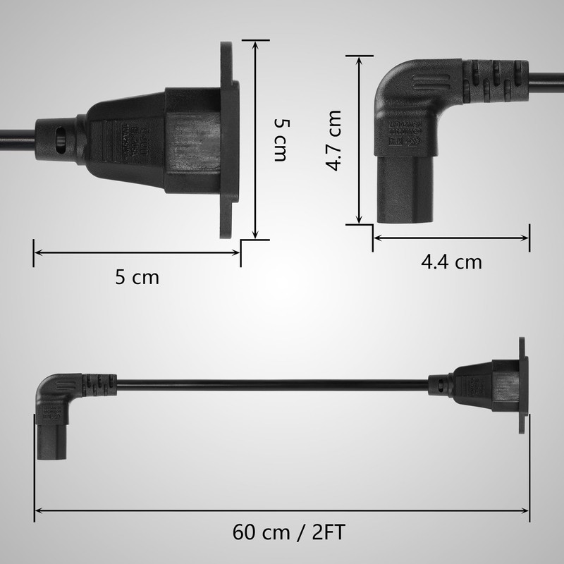 CERRXIAN 1.6ft C13 to C14 Power Cable Panel Mount Down