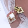 Erimberate Bohemian Gold Cz Hollow Square Stud Earrings - Geometric