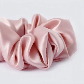 LOHAS Home 100% Nature Silk 19momme Mulberry Silk Elastic Scrunchie Hair Tie, 2mm*2 Pack, Pink