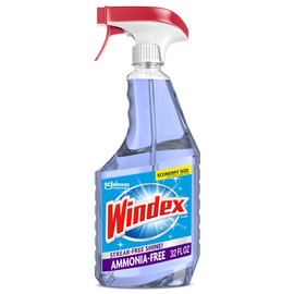 Windex Glass and Window Cleaner Spray Bottle, Ammonia Free, Packaging Designed to Prevent Leakage and Breaking, Crystal Rain Scent, 32 Fl Oz