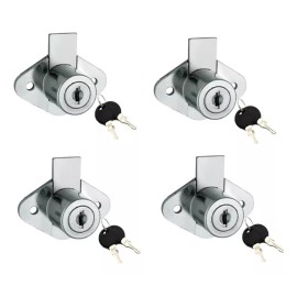 Herrajes Guerrero Cerradura Para Cajón O Puertas Con Llave Cromo 4 Piezas