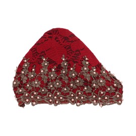 Turban Head Wraps, Vintage Embroidered Muslim Turban Hat Soft Lace Material Beaded Fleece Hair Hat for Women Daily Use and Gift (red), Turban Head Wraps Hair Turbans Muslim Turban Hat Turbans for