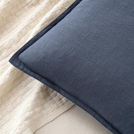 MIULEE Decorative Linen Euro Sham Pillow Covers 24x24 Indigo Blue Boho Farmhouse Neutral Couch Throw Pillows for Bed Pack of 2 Accent Coastal Modern Pillowcase Summer Sofa Livingroom Home Decor