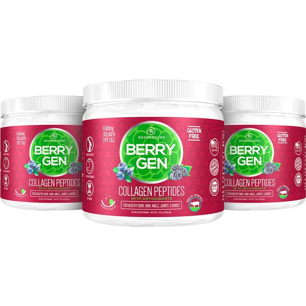 Berry Gen: Restore Collagen Powder with Antioxidants from BlackBerry and Blueberry Extracts - 90 Servings - Natural Dual Action Formula - Supports Joints, Hair, Skin, and Nails - Made in The USA