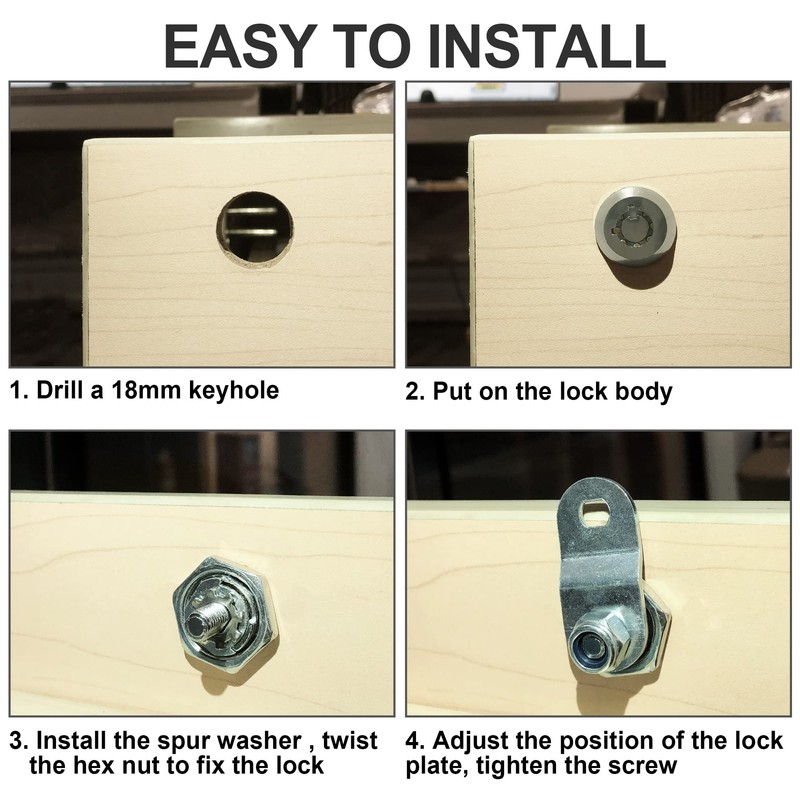 Hecfu 2 Pack Tool Box Lock with Keys, 5/8" Tubular