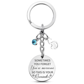 Otuuz Inspirational Gift Key Chains Sometimes You Forget You Are Awesome Encourage Key Rings Motivational Keyring Initial Alphabet Keychain for Women Girls Sister Friends Bestie Colleague (Letter S)