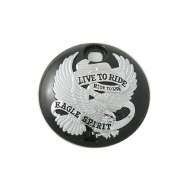 V-twin manufacturing Black w/chrome Live to Ride Eagle Fuel Door for 2008-UP Harley Touring