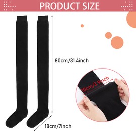 Yolev Extra Long Socks Thigh High Cotton Socks Extra Long Boot Stockings Over Knee Leg Warmers for Women, Black