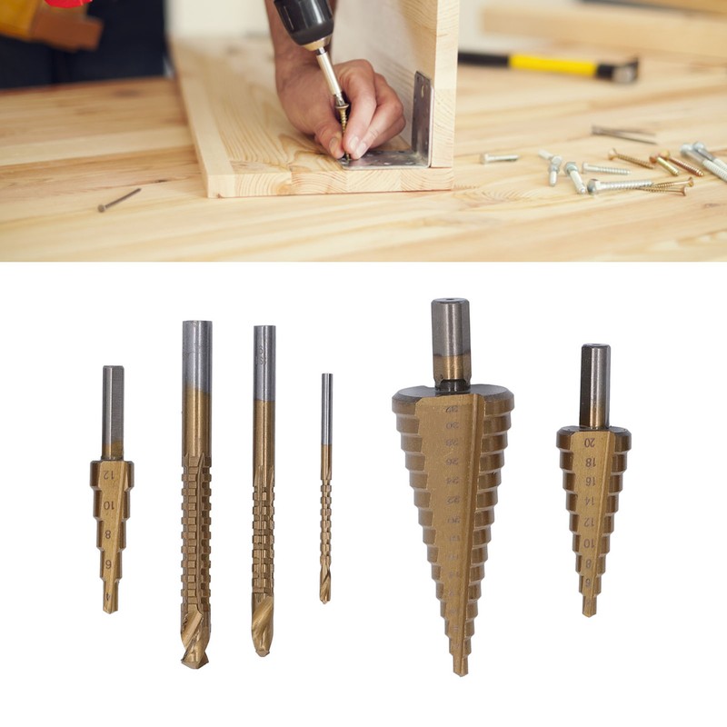 Step Drill Bit Set Universal Triangle Shank HSS High Hardness