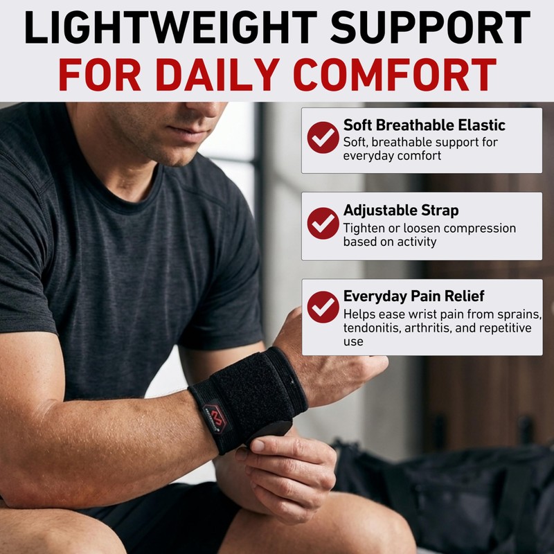 McDavid Wrist Brace, Compression Support for Pain Relief, Fits Left