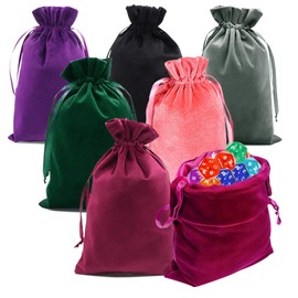 Odowalker 18 Pcs Drawstring Velvet Bags, 6 X 9 Inch Mixed Colors Tarot Rune & Dice Bags - Gift Bags for Jewelry, Wedding Favors, Candy & Party Favors
