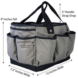 Ensign Peak Deluxe Gardening and Tool Tote Bag (Gray) 12 x 7.5 x 9