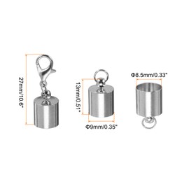 MECCANIXITY 10Pcs Cord End Caps, 8.5mm End Caps Barrel Beads Kumihimo End Caps Iron for Leather Ribbon Clamp Clasp Jewelry Making Necklace Cord DIY Craft (Dark Silver)