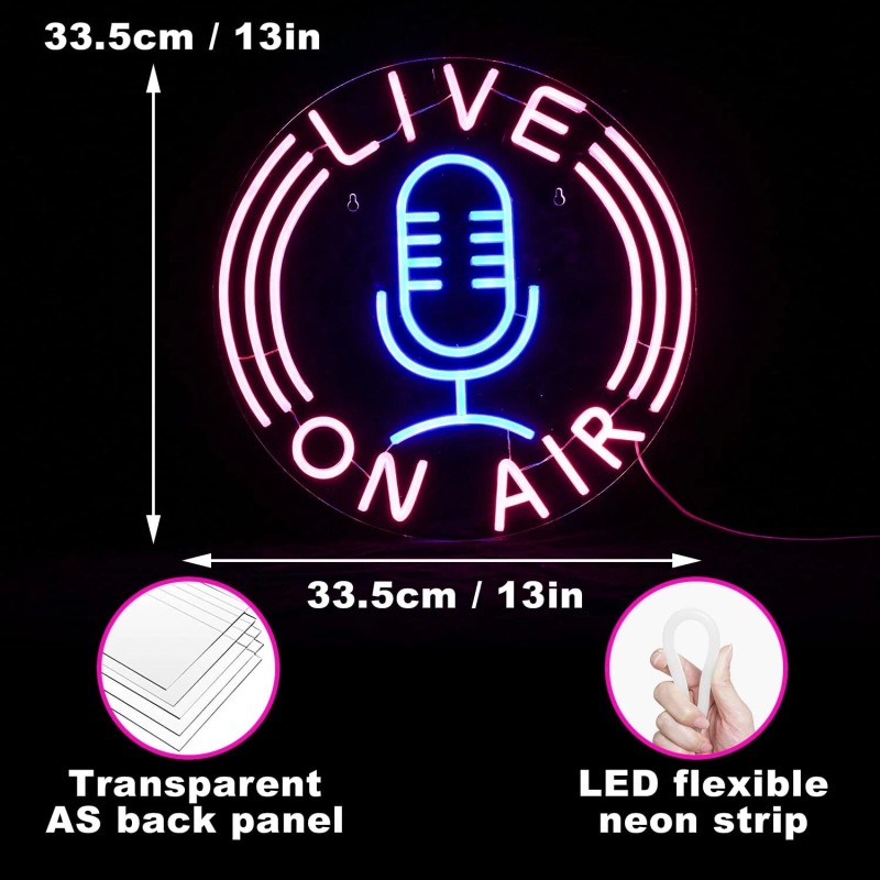 LISIGNVE Live On Air Neon Sign Led Neon Signs Wall