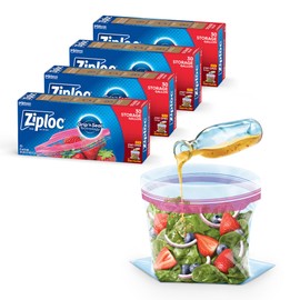 Ziploc Gallon Food Storage Bags, New Stay Open Design with Stand-Up Bottom, Easy to Fill, 30 Count (Pack of 4)