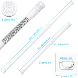 vivinin 3 Pack Tension Rods 18-28 Inch with 6 Pack Pole Sockets, Tension Curtain Rod Adjustable No Drilling, Small Curtain Rod Adjustable, Curtain Tension Rod for Windows, Cupboard, and Wardrobe