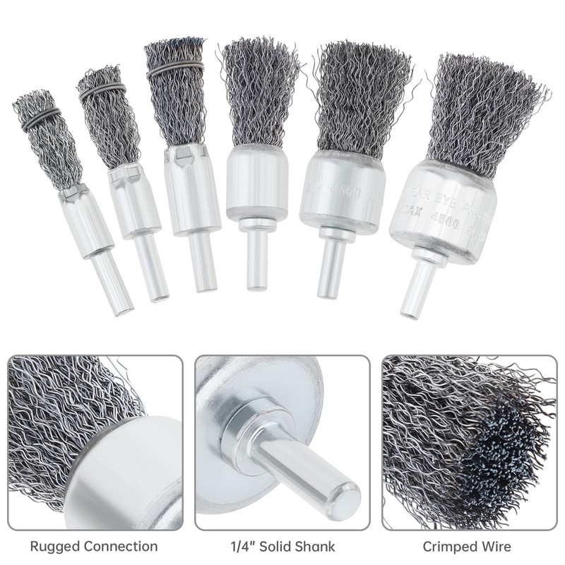 ChgImposs 18 Pack Wire Brush Drill Attachments, 6 Sizes Wire