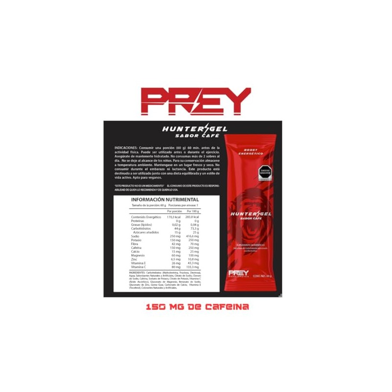Hunter Gel Sabor Caf Energtico Semilquido con Electrolitos Bolsa con