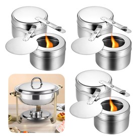 6 Pcs Stainless Steel Fuel Holders, Chafing Fuel Holder with Cover, Fuel Holder Chafe Wick Fuel Holder for Chafing Dish, and Buffet, Barbecue, Party Supplies
