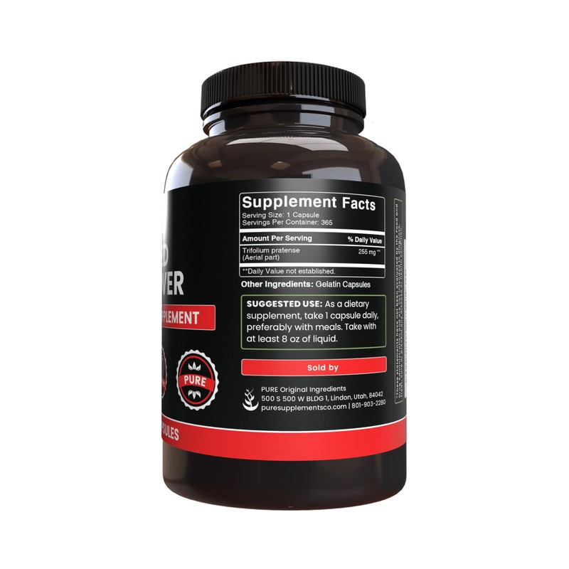 PURE ORIGINAL INGREDIENTS Red Clover (365 Capsules) No Magnesium Or