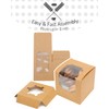 Gcardist Brown Cupcake Boxes Individual Cupcake Container 15Pcs 8.9x8.9x8.9cm Auto-Pop