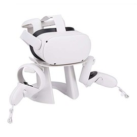 GOMRVR design VR Stand Compatible with Oculus Quest 2/ Quest/ Rift S/ Valve Index Headset, and Touch Controllers Accessories(White)