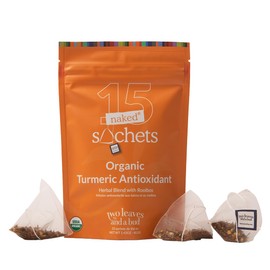 Two Leaves and a Bud Organic Turmeric Antioxidant Tea, Naturally Caffeine Free, Whole Leaf Herbal Tea in Sachets, Resealable Bag, 15 Count (Pack of 1)
