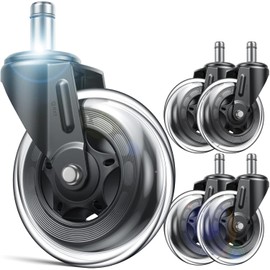 EMNT Office Chair Wheels Replacement, 3" Heavy Duty Rubber Caster Wheels for Hardwood Floors and Carpet, Quiet & Safe Wheels for Rolling Chair Set of 5, Easy Installation with Universal Fit