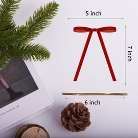 24 Pcs Red Velvet Christmas Bows 5 x 7 Inch Vintage Burgundy Christmas Bow Xmas Wreath Ribbon Bows Handmade Xmas Tree Hanging Bows for Holiday Home Outdoor Indoor Party Garland