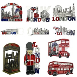 LILAJ Set of 6 London Souvenir Metal Fridge Magnets of Iconic Landmarks: Big Ben, Tower Bridge, London Eye, Red Phone Box, Bus, Royal Guard Perfect Travel Collectibles & Kitchen Decor, Great Gift Idea